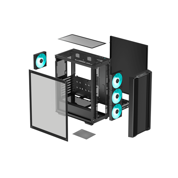 DeepCool Számítógépház - CC560 V2 (fekete, ablakos, 4x12cm LED venti, Mini-ITX / Micro-ATX / ATX, 1xUSB3.0, 1xUSB2.0) - Image 12