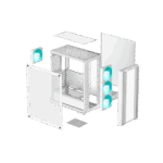 DeepCool Számítógépház - CC560 WHITE V2 (fehér, ablakos, 4x12cm LED venti, ATX, 1xUSB3.0, 1xUSB2.0, fehér) - Image 12