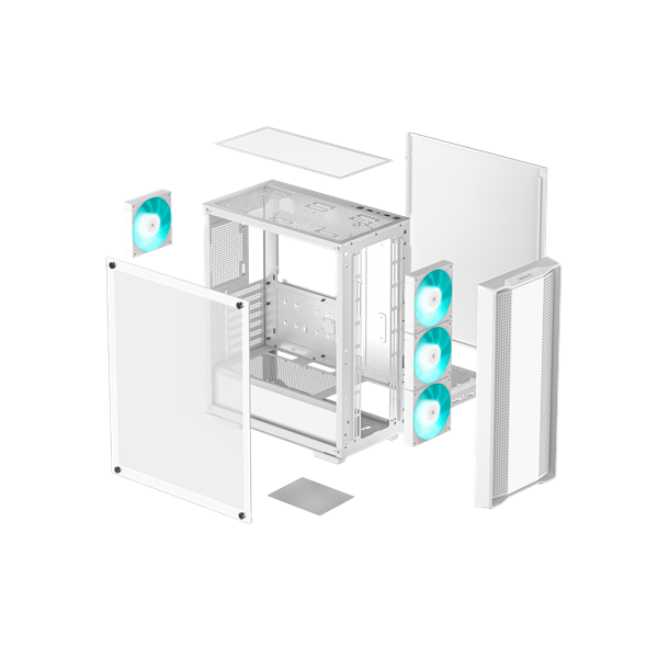 DeepCool Számítógépház - CC560 WHITE V2 (fehér, ablakos, 4x12cm LED venti, ATX, 1xUSB3.0, 1xUSB2.0, fehér) - Image 12