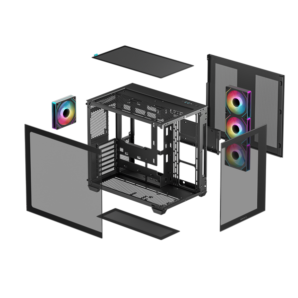 DeepCool Számítógépház - CG530 4F (fekete, ablakos, 4x12cm A-RGB, BTF, ATX, 2xUSB3.0, 1xUSB2.0) - Image 12