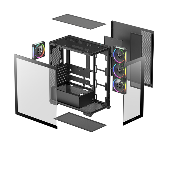 DeepCool Számítógépház - CG580 4F V2 (fekete, ablakos, 4x12cm A-RGB, BTF, ATX, 2xUSB3.0, 1xUSB2.0) - Image 12