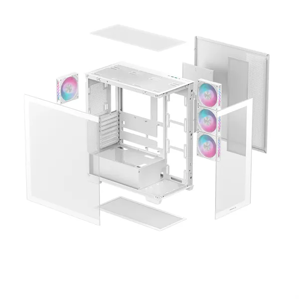 DeepCool Számítógépház - CG580 4F WH (fehér, ablakos, 4x12cm A-RGB, BTF, ATX, 2xUSB3.0, 1xUSB2.0) - Image 14