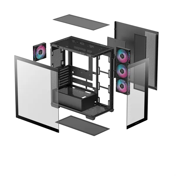 DeepCool Számítógépház - CG580 4F (fekete, ablakos, 4x12cm A-RGB, BTF, ATX, 2xUSB3.0, 1xUSB2.0) - Image 14