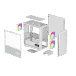 DeepCool Számítógépház - CH360 DIGITAL WH (fekete, 2x14cm +1x12 venti, Mini-ITX / Micro-ATX, 1xUSB3.0, A-RGB, fehér) - Image 13