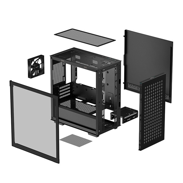 DeepCool Számítógépház - CH370 (fekete, ablakos, 1x12cm ventilátor, Mini-ITX / Micro-ATX, 2xUSB3.0) - Image 5