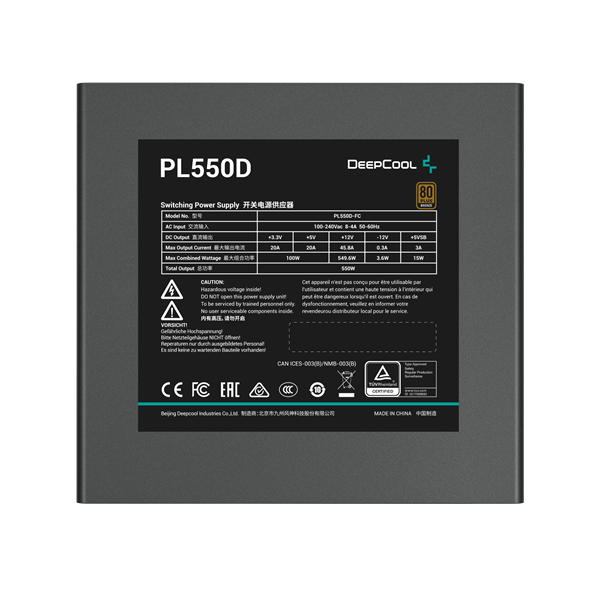 DeepCool Tápegység 550W - PL550-D (80 Plus Bronze, ATX3.0, Aktív PFC, 12cm ) - Image 3