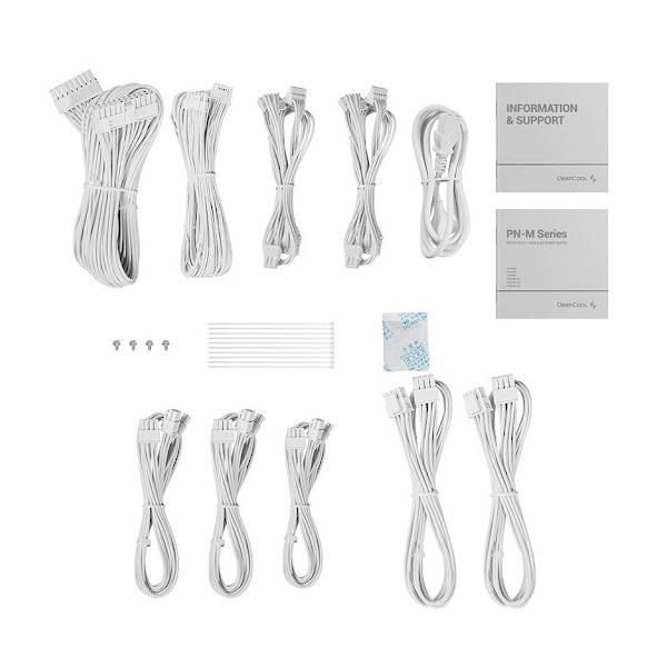 DeepCool Tápegység 750W - PN750-M WH (80 Plus Gold, ATX3.1, PCI-E 5.1, Aktív PFC, Full moduláris, 12cm, fehér) - Image 3