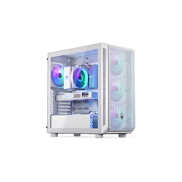 Endorfy Számítógépház - Arx 700 White ARGB (ATX /micro ATX/ITX, 1xUSB-C, 2xUSB3.0, 4x14cm LED ventilátor, ablak, fehér) - Image 2