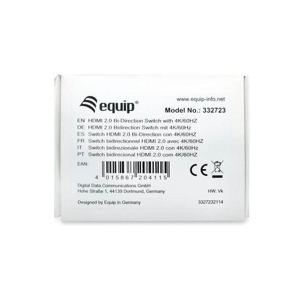 Equip HDMI Switch - 332723 (1x Bemenet, 2x Kimenet, két irányú jelátvitel, fekete) - Image 7