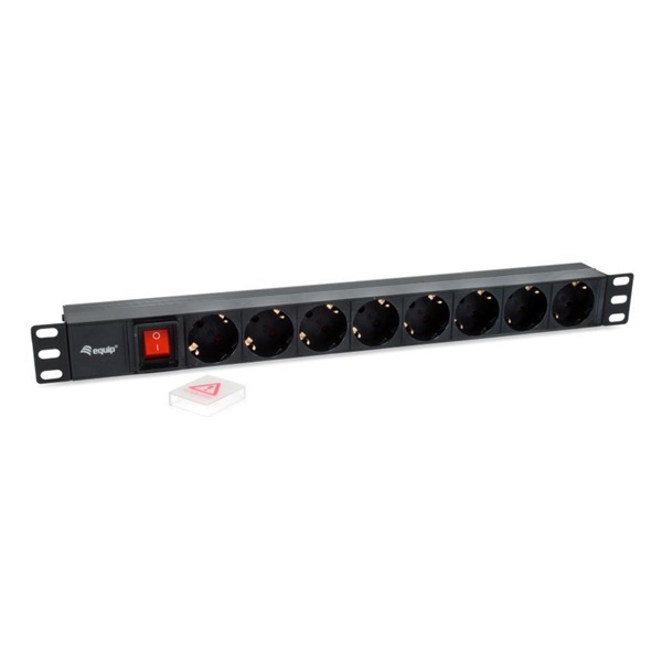 Equip Hálózati Elosztó - 333286 (C14, 8 Schuko, Rack 1U, 1,8m kábel, fekete) - Image 2