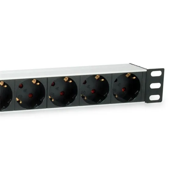 Equip Hálózati Elosztó - 333292 (Schuko, 9 Schuko, Rack 1U, 1,8m kábel, aluminium, fekete) - Image 4