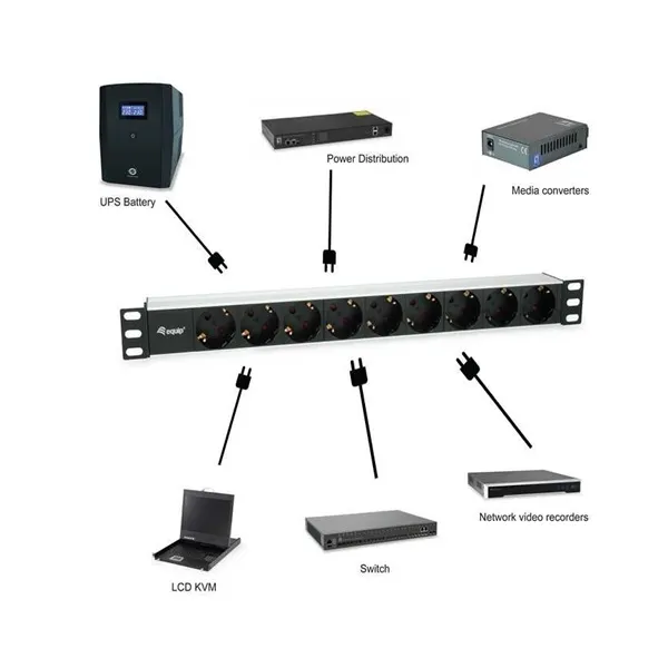 Equip Hálózati Elosztó - 333292 (Schuko, 9 Schuko, Rack 1U, 1,8m kábel, aluminium, fekete) - Image 6