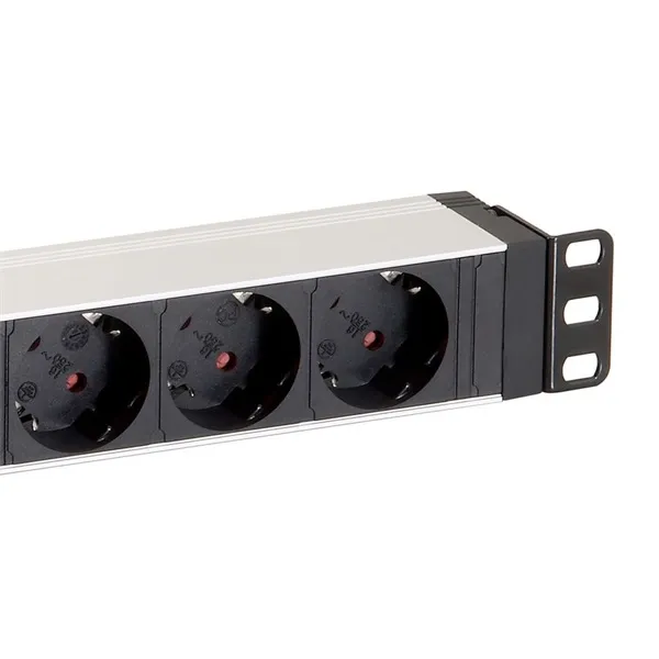 Equip Hálózati Elosztó - 333293 (Schuko, 8 Schuko, Rack 1U, 1,8m kábel, aluminium, fekete) - Image 4