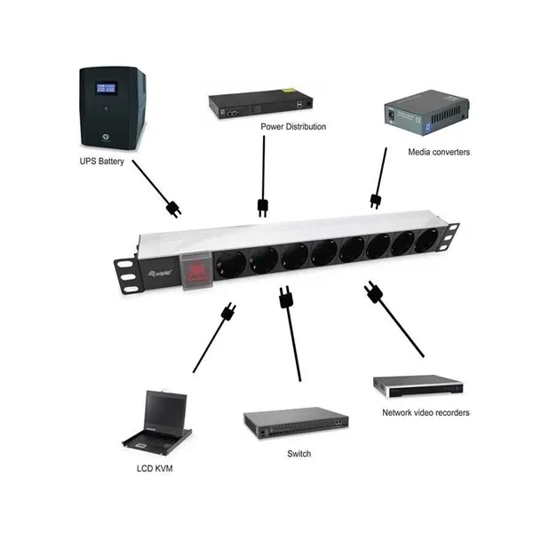 Equip Hálózati Elosztó - 333293 (Schuko, 8 Schuko, Rack 1U, 1,8m kábel, aluminium, fekete) - Image 6