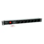 Equip Hálózati Elosztó - 333309 (Schuko, 7 Schuko, Rack 1U, túlfeszültség védelett, 1,8m kábel, aluminium, fekete) - Image 2