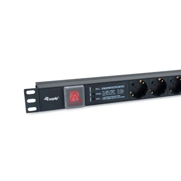 Equip Hálózati Elosztó - 333317 (Schuko, 6 Schuko, túlfeszültség védett, Rack 1U, 1,8m kábel, fekete) - Image 3