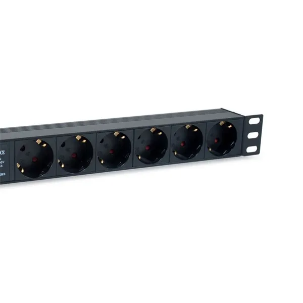 Equip Hálózati Elosztó - 333317 (Schuko, 6 Schuko, túlfeszültség védett, Rack 1U, 1,8m kábel, fekete) - Image 4