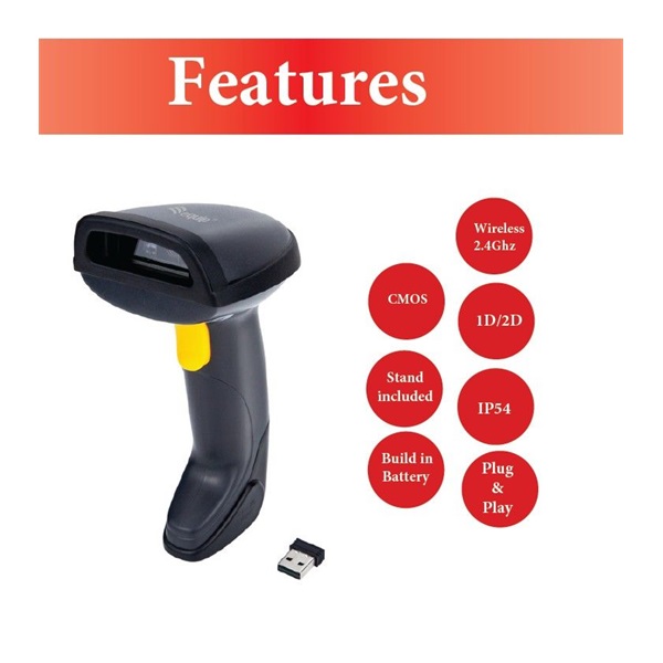 Equip Kézi Vonalkód olvasó - 351024 (2D, lézeres, állvánnyal, vezeték nélküli, fekete) - Image 7