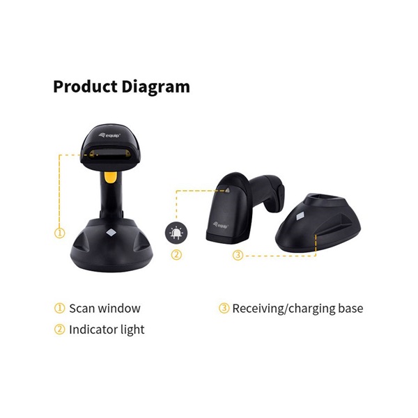 Equip_Kezi_Vonalkod_olvaso_-_351025_1D_lezeres_allvannyal_vezetek_nelkuli_nagy_hatotav_fekete-i445325.jpg Equip Kézi Vonalkód olvasó - 351025 (1D, lézeres, állvánnyal, vezeték nélküli, nagy hatótáv, fekete) - Image 5
