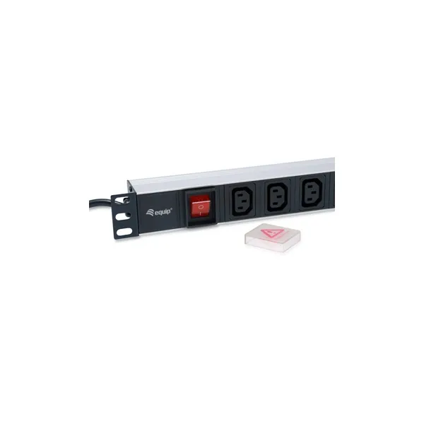 Equip Hálózati Elosztó - 333310 (IEC 320 C14, 8x IEC13, Rack 1U, 1,8m kábel, aluminium, fekete) - Image 2