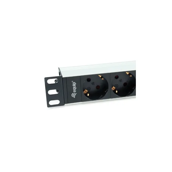 Equip Hálózati Elosztó - 333311 (Schuko, 4x Schuko, Rack 1U, 1,8m kábel, aluminium, fekete) - Image 2