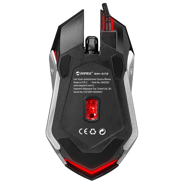 Everest Egér - SM-G72  (1200 DPI, 4gomb, 1,5m kábel, optikai, fekete, RGB LED) - Image 7