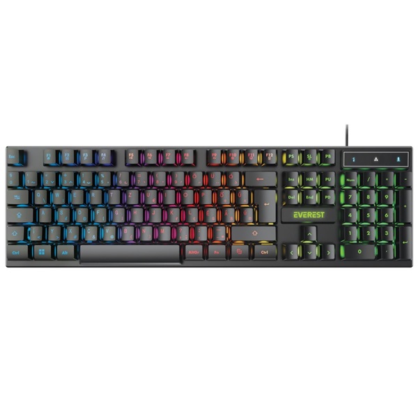 Everest Gamer Billentyűzet - KB-188 Borealis Rainbow (Numpad, USB, fekete, magyar, RGB LED) - Image 1