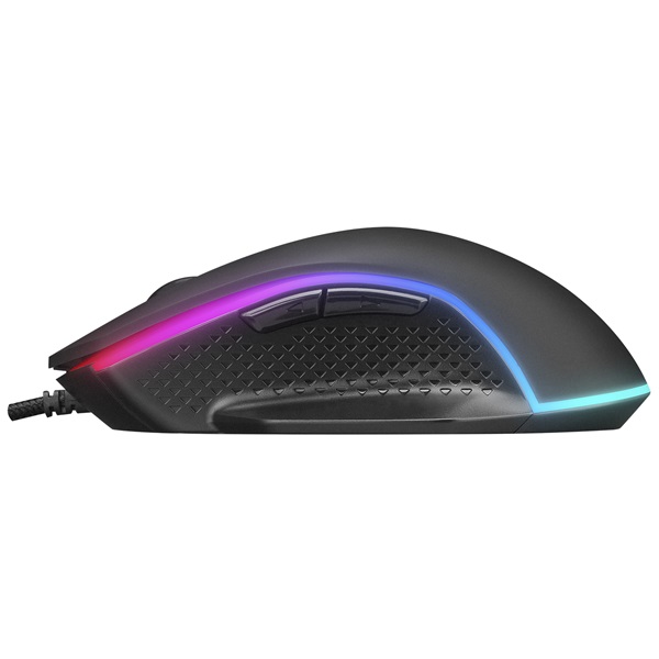Everest Gamer Egér - RAGE-X2  (6400 DPI, 7gomb, 1,5m harisnyázott kábel, optikai, fekete, RGB LED) - Image 4