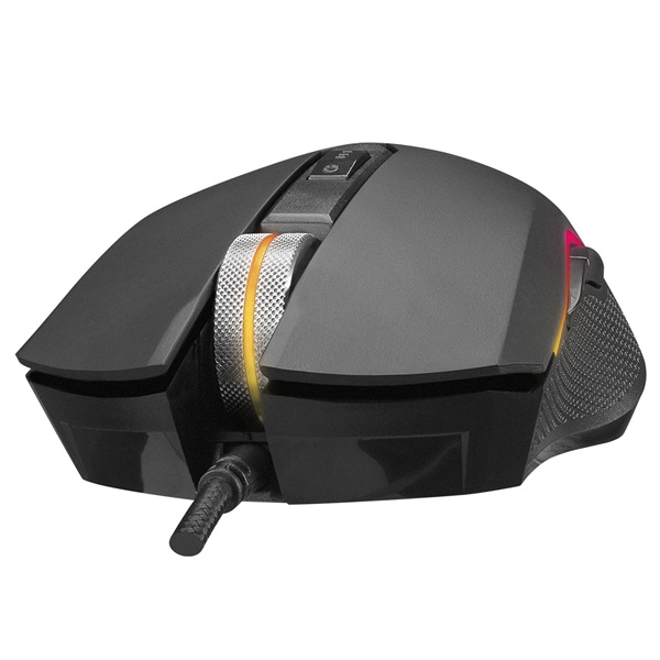 Everest Gamer Egér - SM-F09 TITANIO  (7200 DPI, 6gomb, 1,8m harisnyázott kábel,optikai, fekete, RGB LED) - Image 3