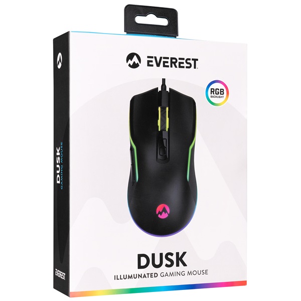 Everest Gamer Egér - SM-G14 DUSK  (7200 DPI, 7gomb, 1,5m harisnyázott kábel,optikai, fekete, RGB LED) - Image 8