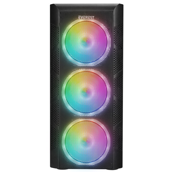 Everest Számítógépház - CREST V1 (fekete; üveg; ATX; alsó táp; 4x120mm RGB, 1xUSB3.0 + 2xUSB2.0) - Image 2