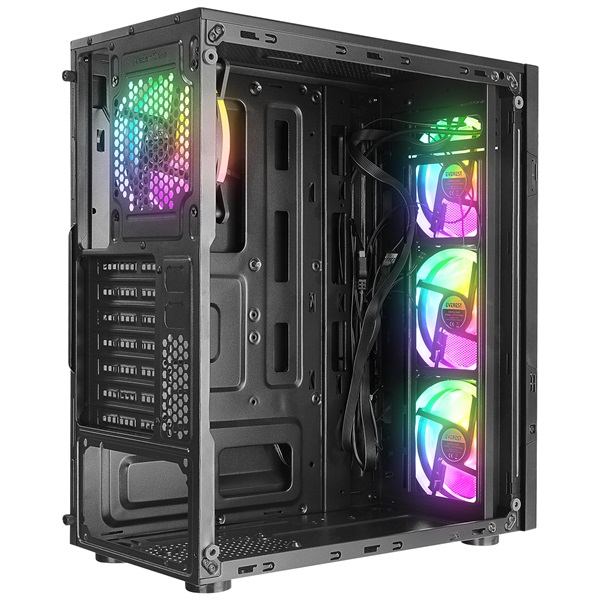 Everest Számítógépház - CREST V1 (fekete; üveg; ATX; alsó táp; 4x120mm RGB, 1xUSB3.0 + 2xUSB2.0) - Image 3