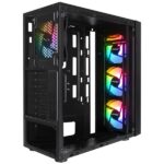 Everest Számítógépház - FACED V1 (fekete; üveg; ATX; alsó táp; 4x120mm LED; 1xUSB3.0 + 2xUSB2.0) - Image 3