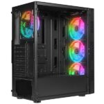 Rampage Számítógépház - PLAID V1 (fekete; üveg; ATX; alsó táp; 4x120mm RGB, 1xUSB3.0 + 2xUSB2.0) - Image 3