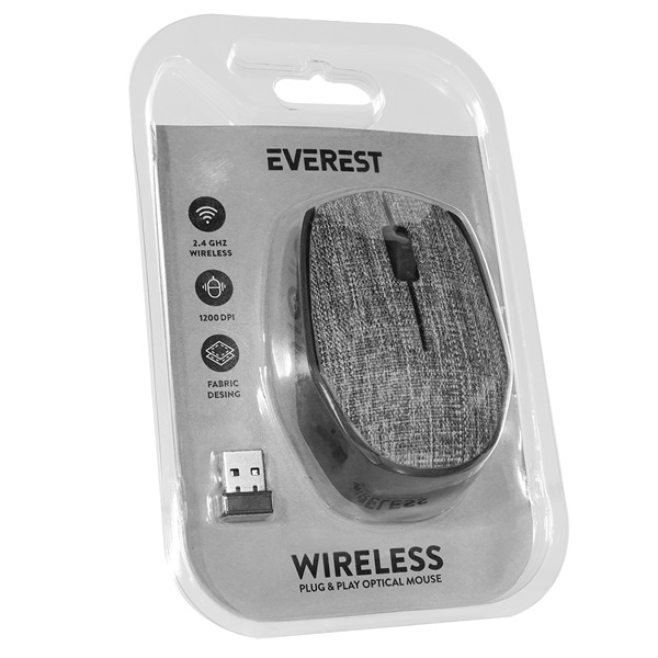 Everest Vezeték nélküli Egér - KM-218 Grey (1200 DPI, 2gomb, optikai, szürke) - Image 6