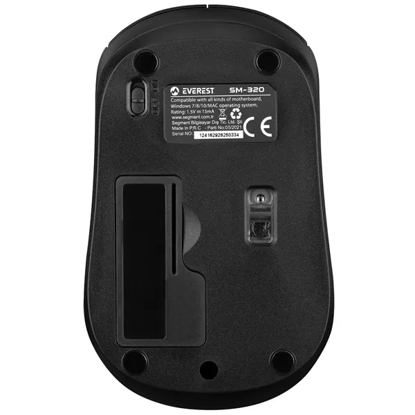 Everest Vezeték nélküli Egér - SM-320 Black (1600 DPI, 4gomb, optikai, Fekete) - Image 6