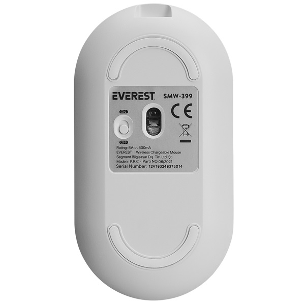 Everest Vezeték nélküli Egér - SMW-399 White Rechargeable Super Quiet  (1600 DPI, 3 gomb, optikai, fehér) - Image 9