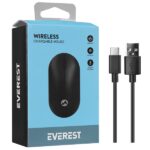 Everest Vezeték nélküli Egér - SMW-399 Black Rechargeable Super Quiet (1600 DPI, 3 gomb, optikai, fekete) - Image 10