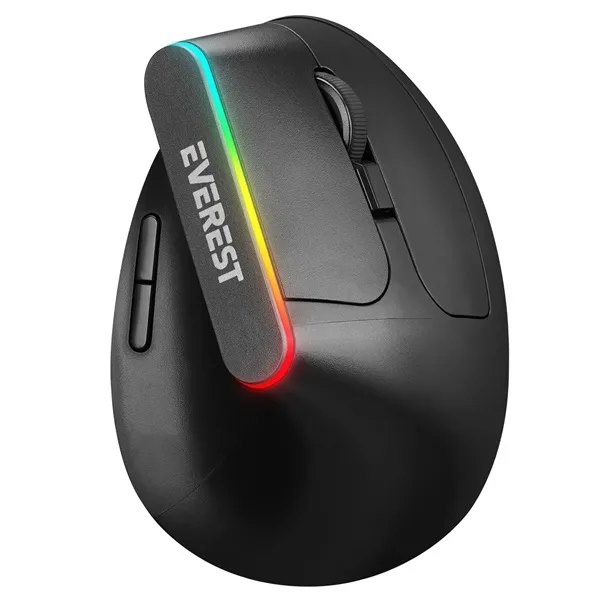 Everest Vezeték nélküli Egér - SMW-618  Ergonomic Vertical (1600 DPI, 6 gomb, optikai, fekete, RGB LED) - Image 2