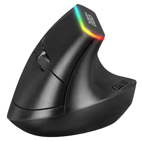 Everest Vezeték nélküli Egér - SMW-618  Ergonomic Vertical (1600 DPI, 6 gomb, optikai, fekete, RGB LED) - Image 4