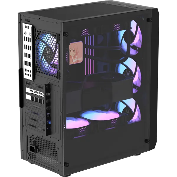 Formula Számítógépház - Air Power G1 Plus Black (fekete, ablakos, 6x12cm venti, mATX, 1xUSB3.0, 1xUSB2.0, 1xType-C) - Image 2