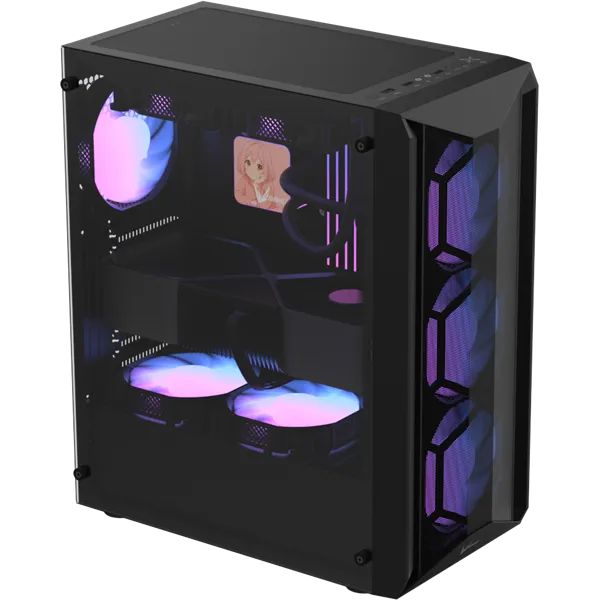 Formula Számítógépház - Air Power G1 Plus Black (fekete, ablakos, 6x12cm venti, mATX, 1xUSB3.0, 1xUSB2.0, 1xType-C) - Image 3