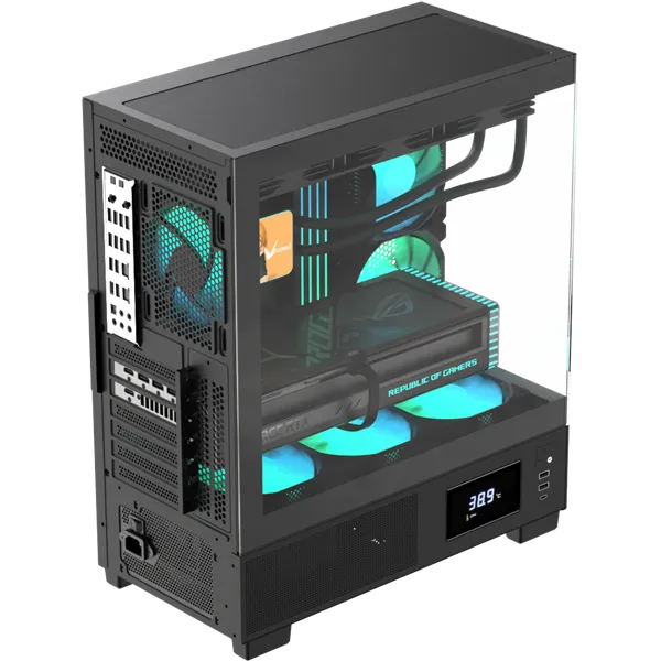 Formula Számítógépház - Crystal E1 FLOE Black (fekete, ablakos, ATX, 2xUSB3.0, 1xType-C) - Image 2