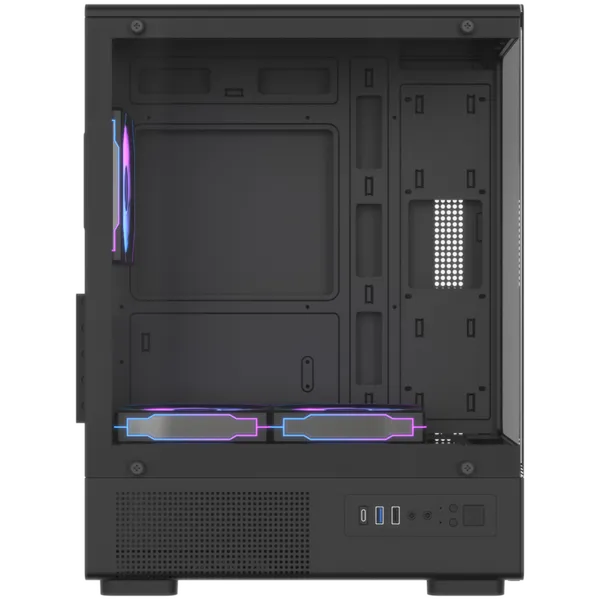 Formula Számítógépház - Crystal Z1CM Plus Black AR V2 (fekete, ablakos, mATX,3x12 cm venti,1xUSB2.0, 1xUSB3.0, 1xType-C) - Image 2