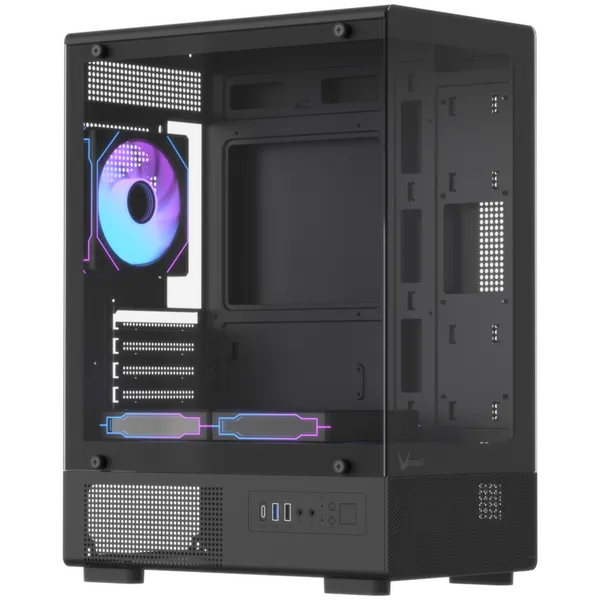 Formula Számítógépház - Crystal Z1CM Plus Black AR V2 (fekete, ablakos, mATX,3x12 cm venti,1xUSB2.0, 1xUSB3.0, 1xType-C) - Image 5