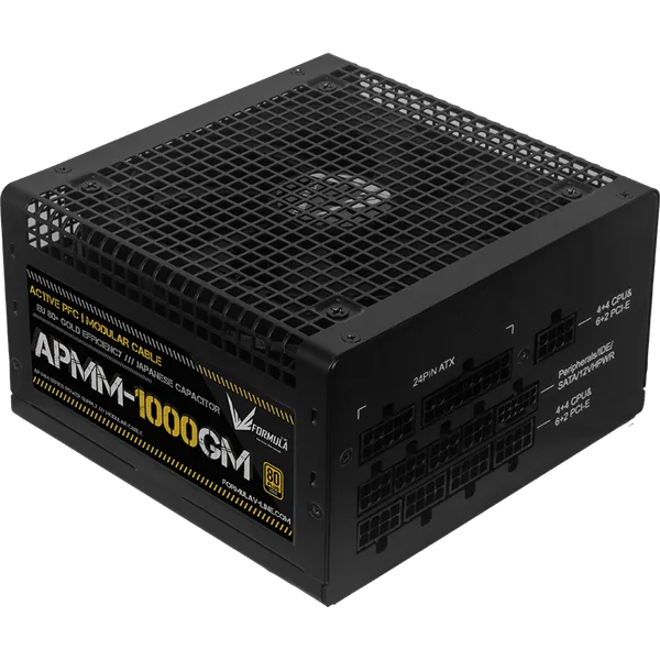 Formula Tápegység 1000W - APMM-1000GM (80 Plus Gold, ATX3.1/PCIe 5.1, Aktív PFC, 14cm, Full Moduláris)
