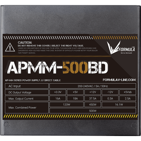 Formula Tápegység 500W - APMM-500BD (80 Plus Bronze, ATX3.1/PCIe 5.1, Aktív PFC, 12cm) - Image 3