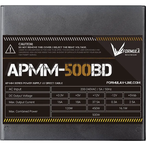 Formula Tápegység 500W - APMM-500BD (80 Plus Bronze, ATX3.1/PCIe 5.1, Aktív PFC, 12cm) - Image 3