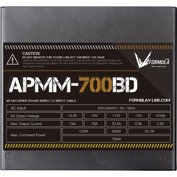Formula Tápegység 700W - APMM-700BD (80 Plus Bronze, ATX3.1/PCIe 5.1, Aktív PFC, 12cm) - Image 2