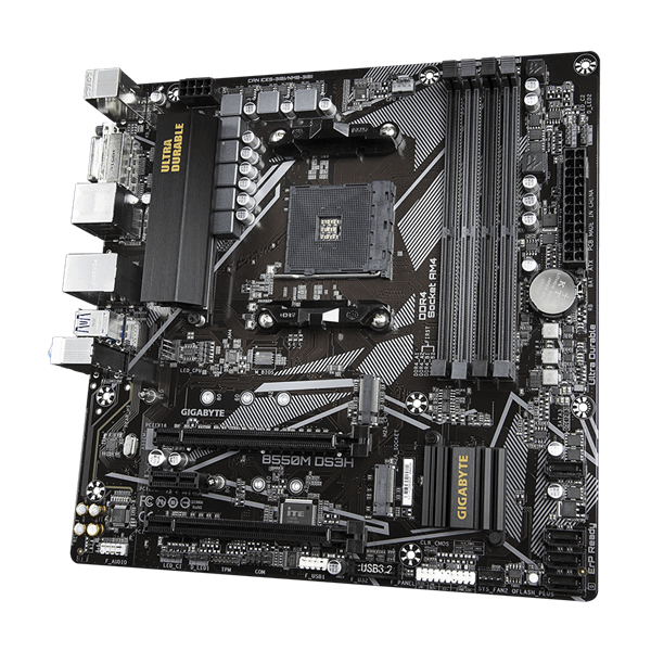 Gigabyte Alaplap - AMD B550M DS3H AM4 (B550, 4xDDR4 4000MHz, RAID, 6xSATA3, M.2, 6xUSB2.0, 6xUSB3.2) - Image 3